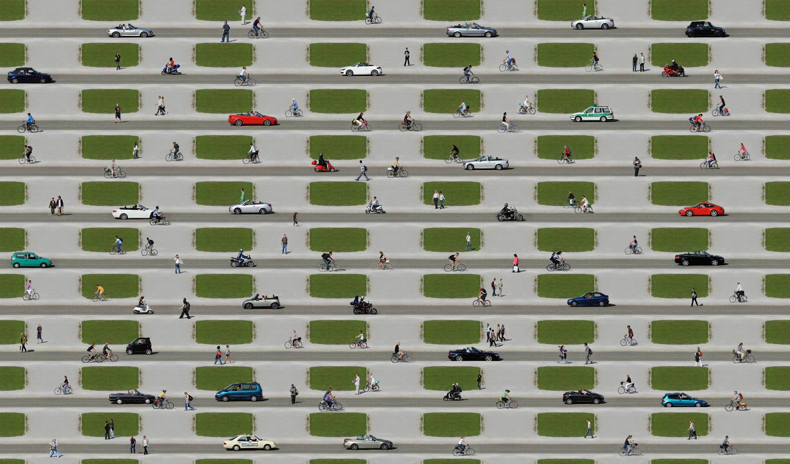"Summer City" von J. Scriba: Passanten am Königsplatz in München